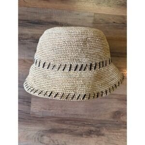 Friends of Friends Hat Co Bucket Hat Straw Handmade Whipstitch Boho Free People
